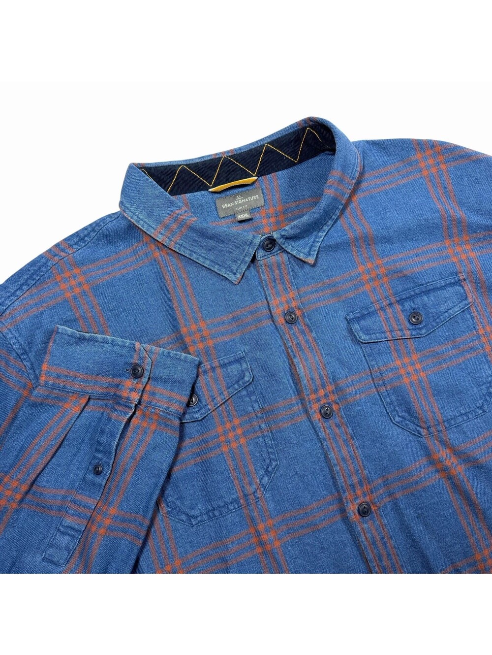 LL Bean Signature Slim Fit Plaid Long Sleeve Heavyweight Cotton Shirt XXXL